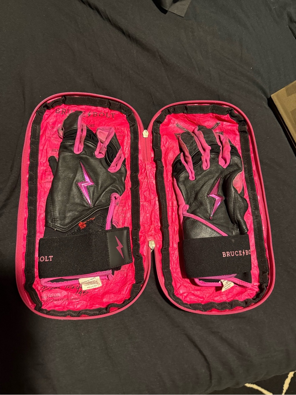 Bruce Bolst Black and Hot Pink Leather Gloves XL
